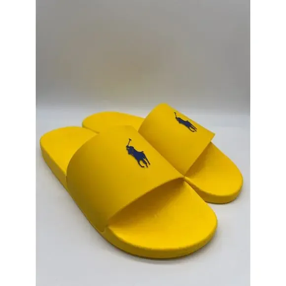 Polo Ralph Lauren Signature Pony Slide Yellow Blue Man's Size 14M NEW - Picture 12 of 12